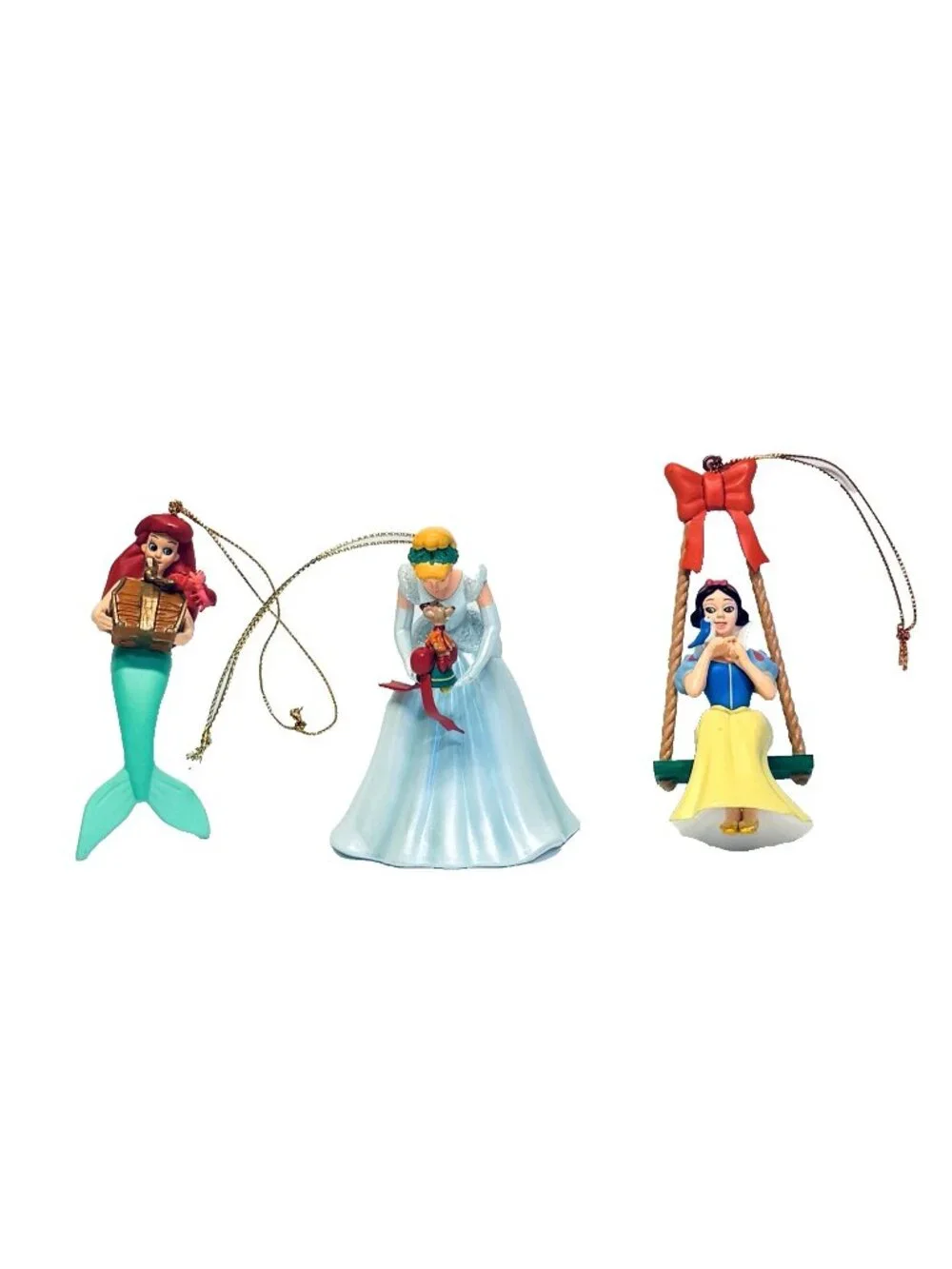 Disney Grolier 3 Ornaments Little Mermaid Ariel Cinderella Snow White w/ Boxes